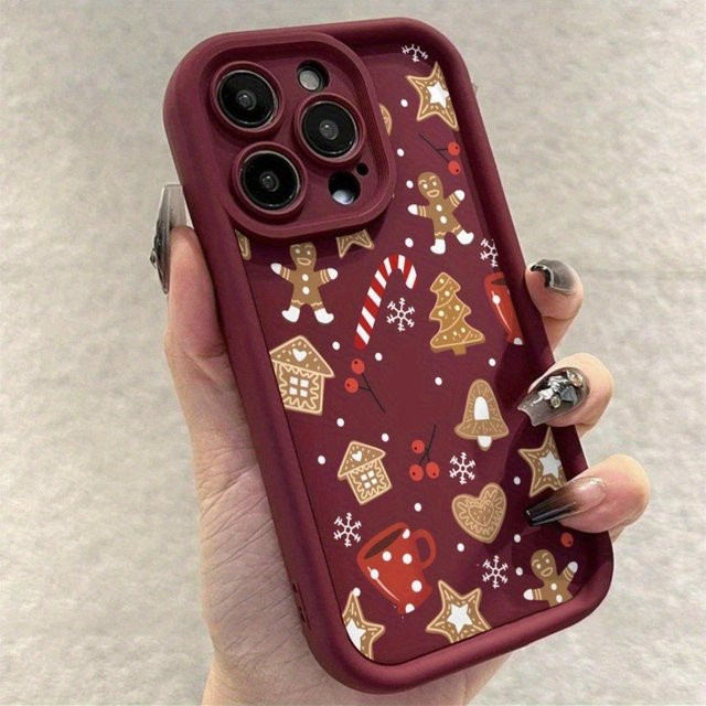 Apple Handyhülle aus TPU mit Weihnachtsbaumrohr-Herzmuster in Rot für iPhone 11 bis iPhone 17 Pro Max Serie - Bild 1