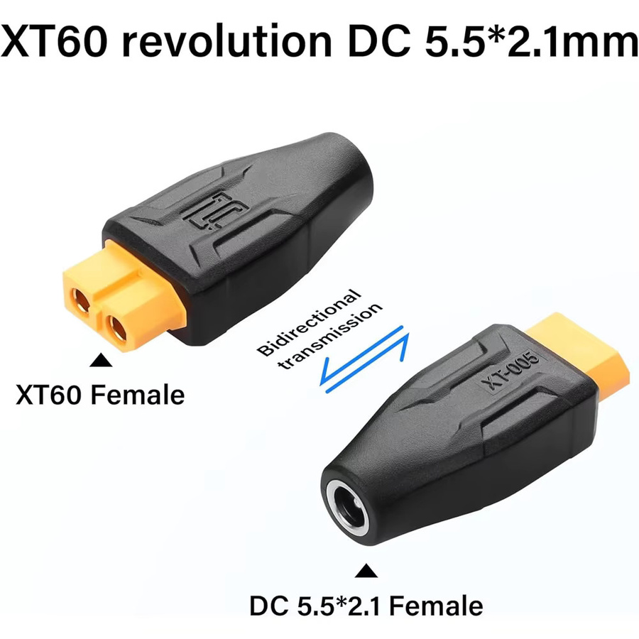 ToolkitRC DC zu XT60 Ladeadapter mit 5,5mm x 2,1mm Barrel Plug und XT60 Buchsenanschluss in Schwarz - Bild 2