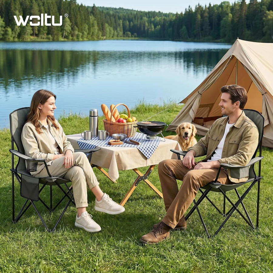 WOLTU 2er Set faltbare Campingstühle in Blau mit Getränkehalter, Kühltasche und hoher Rückenlehne inklusive Tragetaschen - Bild 6