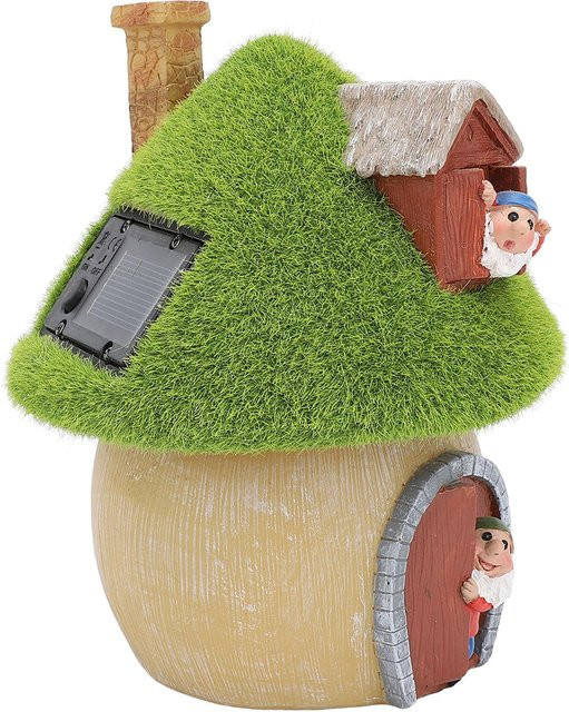 Koogeelife Solar Gartenstatue Haus Ornament aus Resin in Braun und Multicolour für den Außenbereich - Bild 1