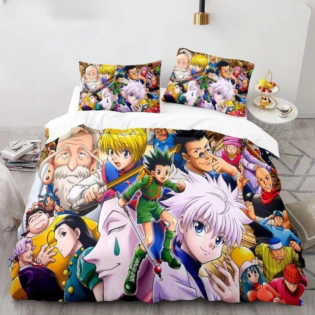 Hunter X Hunter 3D Bettwäsche-Set mit Bettbezug und Kissenbezügen aus Polyester, Mehrfarbig, B/H: 70 x 133 cm - Bild 1