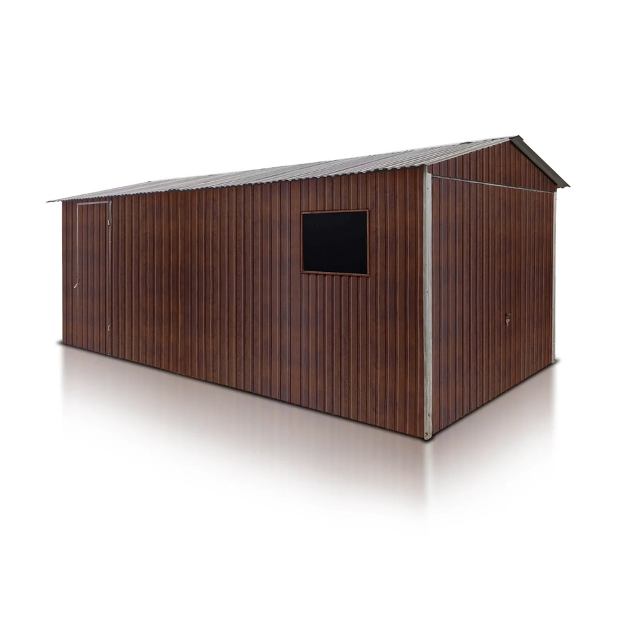 Liderstal Einzelgarage Standard aus Trapezprofilblech mit Satteldach und Schwingtor in Holzoptik Braun, B: 500 cm, H: 250 cm, T: 300 cm - Bild 2