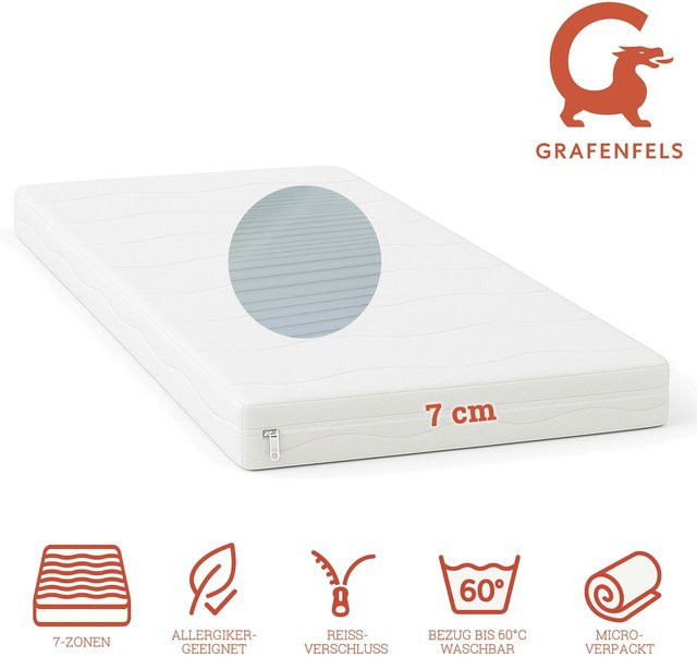 Grafenfels Topper Gold Mittel 7-Zonen Höhe: 7 cm, B/T: 180 x 200 cm - Bild 1