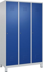 C+P Spind Classic PLUS Garderobenschrank mit 3 Abteilen, Zylinderschloss, 4 Garderobenhaken und mittiger Trennwand, H x B x T: 195 x 120 x 50 cm - Bild 1