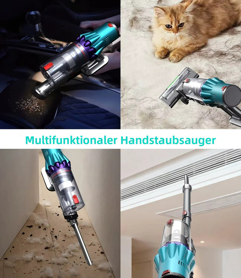 OMESER Kabelloser Akku-Staubsauger mit 75000Pa Saugkraft, bürstenlosem Motor, Anti-Verwicklungs-Technologie für Tierhaare und Teppiche, beutellos - Bild 5