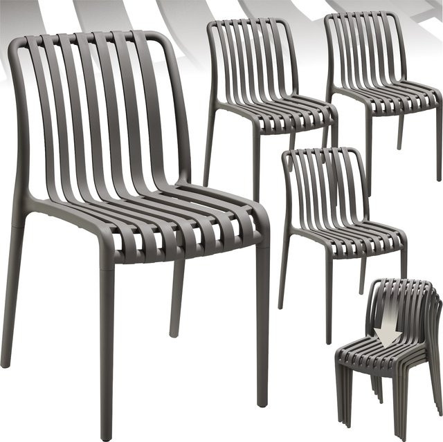 tectake Alcudia Gartenstühle 4er Set Anthrazit, wetterfest, UV-beständig und stapelbar, B/T/H: 47 x 58 x 80,5 cm - Bild 1