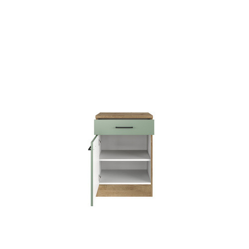 Flex-Well Küchenunterschrank Cara Schilfgrün matt und Artisan Eiche B/H/T: 60 x 85 x 60 cm - Bild 2