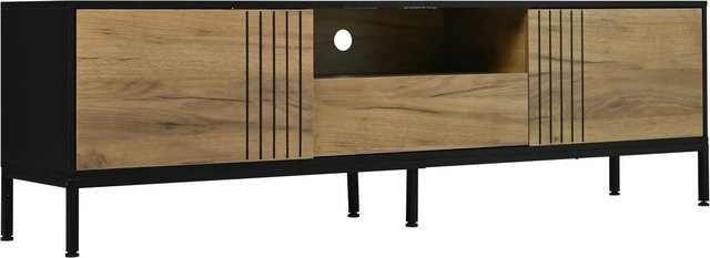 okwish TV Schrank Lowboard für Wohnzimmer in Natur Eiche mit Schublade, B/T/H: 170 x 35 x 50 cm - Bild 1