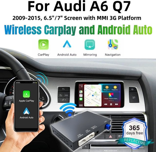 ANYFAR Wireless Carplay und Android Auto Modul für Audi A6 und Q7 mit MirrorLink, AirPlay und Rückfahrkamera Unterstützung in Schwarz - Bild 1