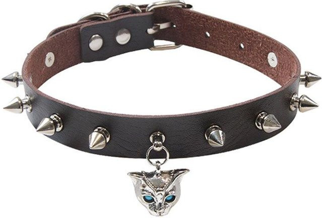 YIRAN Halskette Leder, Katzenkopf, Schwarz, Unisex - Bild 1