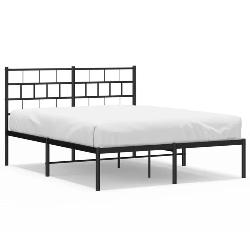 Vidaxl Metall-Bettgestell mit Kopfteil in Schwarz, B/T/H: 140 x 190 cm - Bild 2