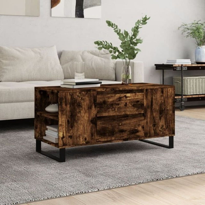 vidaxl Couchtisch Modern Industrial in Braun aus Holzwerkstoff und Metall, Rechteckig, B/T/H: 102 x 44,5 x 50 cm - Bild 1