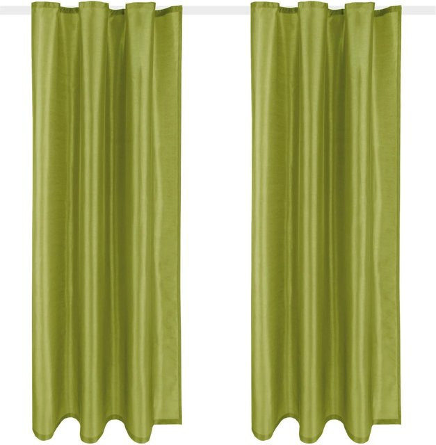 Arsvita 2er Pack Gardine Alessia blickdicht Grün mit Universalband B: 140 cm, H: 175 cm - Bild 1
