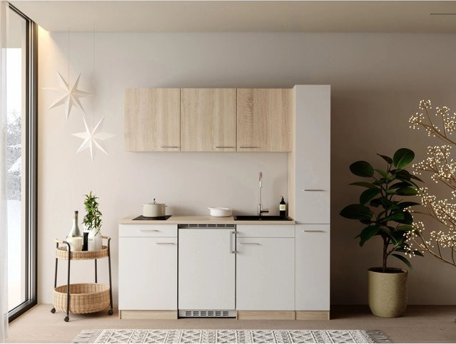 Respekta Ingrid Singleküche Weiß mit Apothekenschrank, Breite: 180 cm - Bild 1