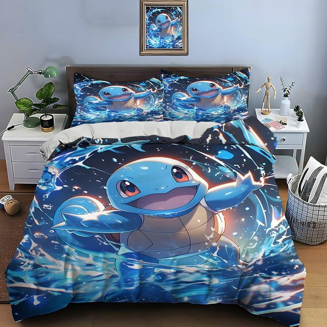 Monika Chen Pokemon Schiggy Bettwäsche Set 3-teilig, Blau, B/H: 135 x 200 cm - Bild 1