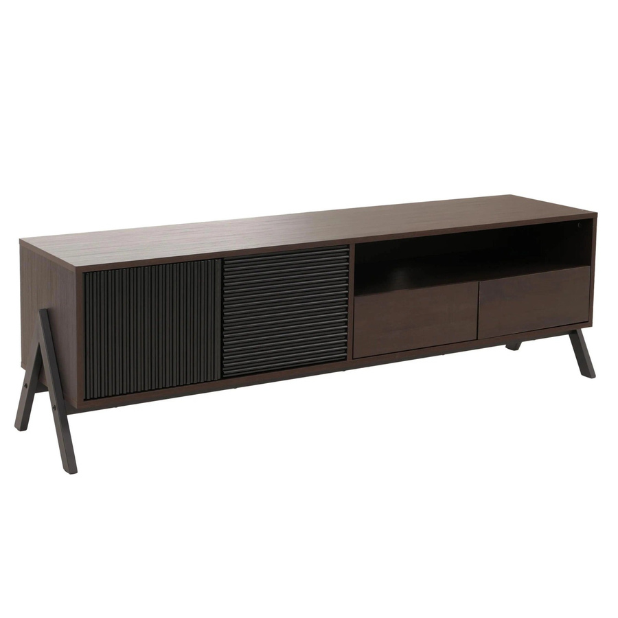 MCW TV-Rack MCW-O40 Lowboard in Walnuss-Optik mit Schubladen und Türen, B/T/H: 155 x 40 x 40 cm - Bild 3