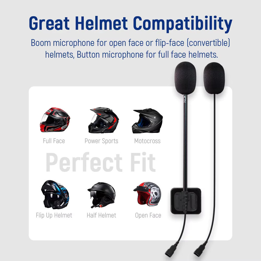 LEXIN MeshCom Intercom Bluetooth Headset mit 40mm Lautsprechern und Clip-Set für Voll- und Halbhelme in Schwarz mit Geräuschunterdrückung - Bild 3
