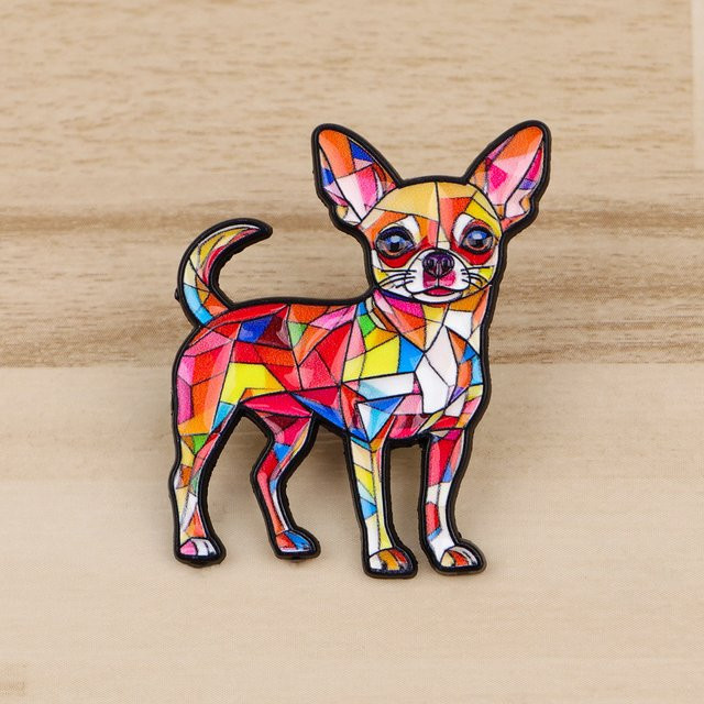 Anstecknadel Chihuahua Cartoon, Legierung, Emaille, Bunt - Bild 1