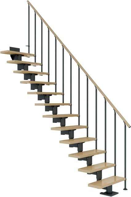 Dolle Mittelholmtreppe Cork Gerade in Ahorn Anthrazit mit einer GH bis 292 cm und einer Breite: 75 cm - Bild 1