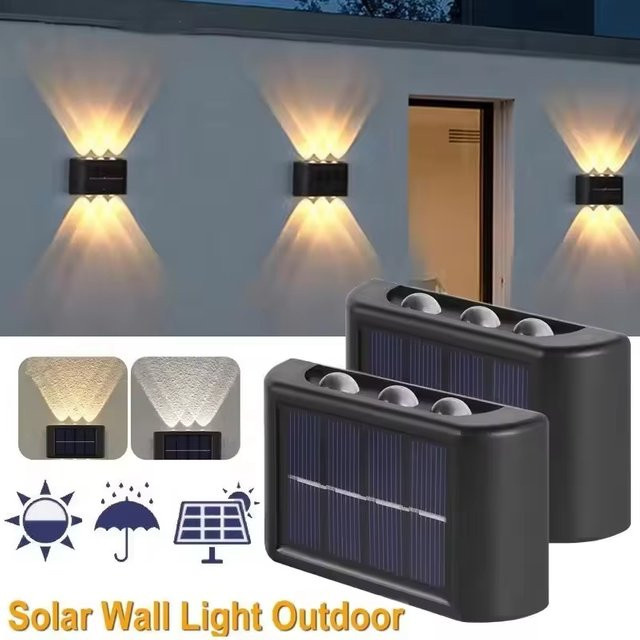 Heinast LED-Solarleuchte für den Außenbereich in Schwarz mit warmweißem Licht, wasserdichte Solar-Wandleuchte für Garten und Zaun, Up-and-Down-Beleuchtung, rechteckiges Design - Bild 1