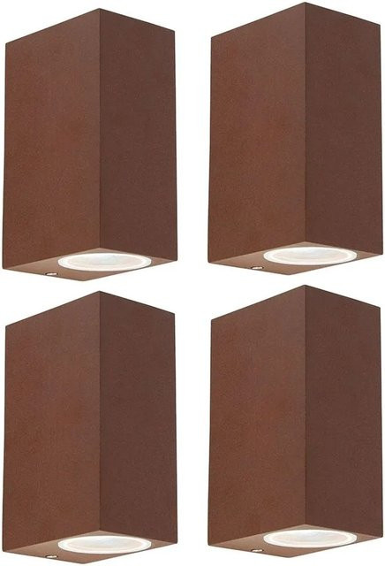 QAZQA Baleno II 4er Set Industrie Wandleuchten aus Aluminium in Rostbraun, IP44, dimmbar, Up-Down Licht für Badezimmer und Haustür, GU10 - Bild 1