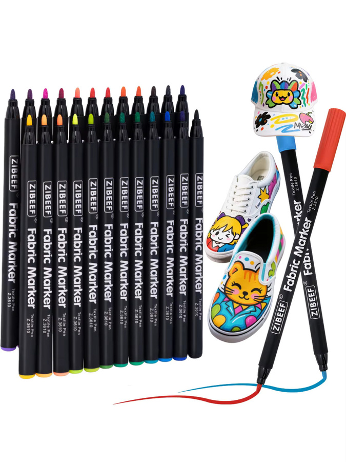 Kolorowys Stoffmarker Set mit feiner Spitze, 12 farbige Textilmarker für Kleidung, T-Shirts und Leinwand, permanent und ohne Ausbluten - Bild 7