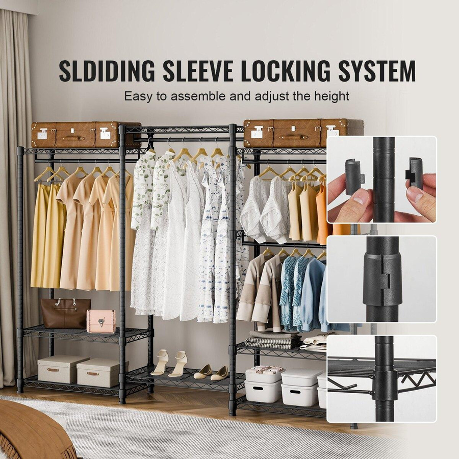 Buying Solutions MB Kleiderständer aus Kohlenstoffstahl in Schwarz mit 4 Kleiderstangen und 8 Ablageebenen, B/T/H: 180 x 45 x 45 cm - Bild 2