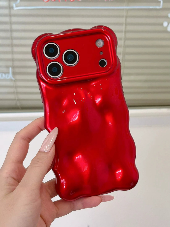 Apple iPhone Air Schutzhülle aus weichem TPU mit 3D-Meteoritenblasen und Kameraschutz in Rot - Bild 3