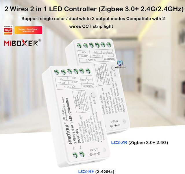 Miboxer LC2-RF/ZR 2-in-1 LED-Streifen-Controller mit Zigbee 3.0 und 2,4 GHz, Dimmer für CCT und COB-LED-Streifen - Bild 1