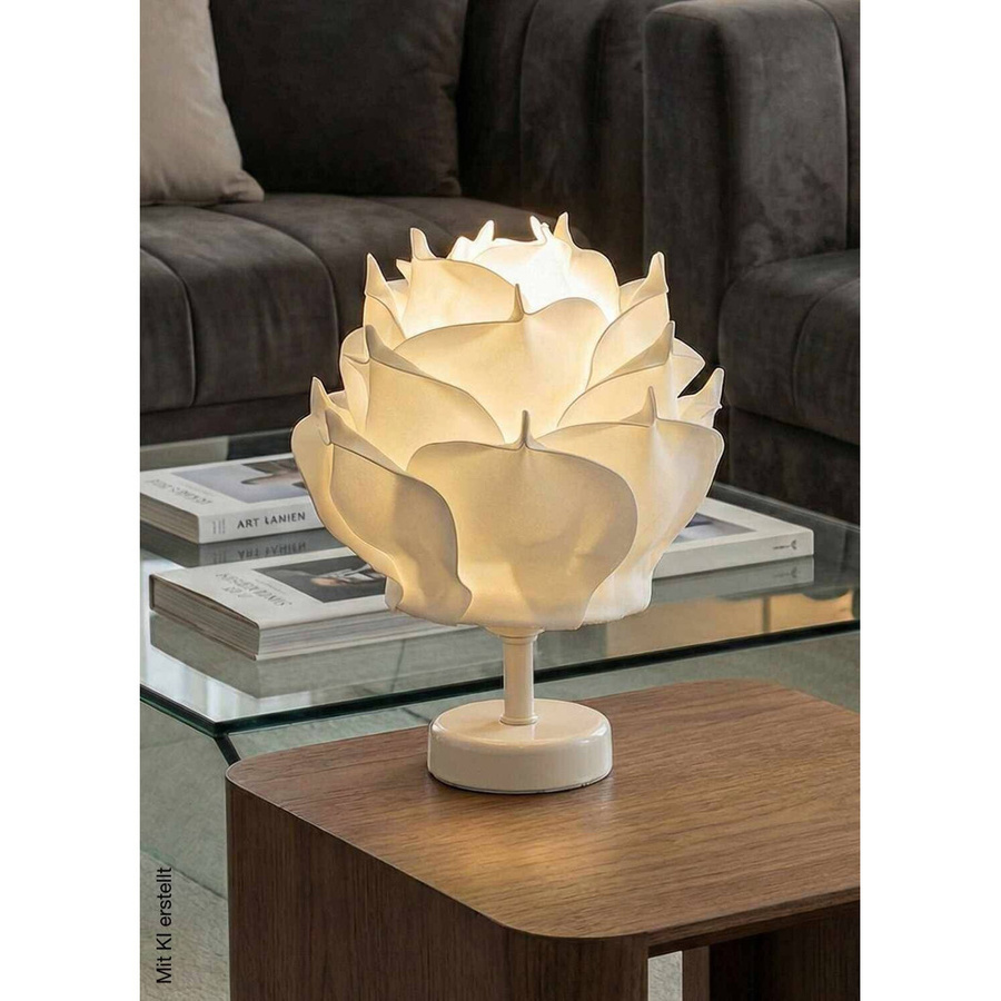 Opviq Tischleuchte aus Metall in Weiß, Modernes Design für Wohnzimmer und Schlafzimmer, B/H/T: 24 x 30 x 24 cm - Bild 2