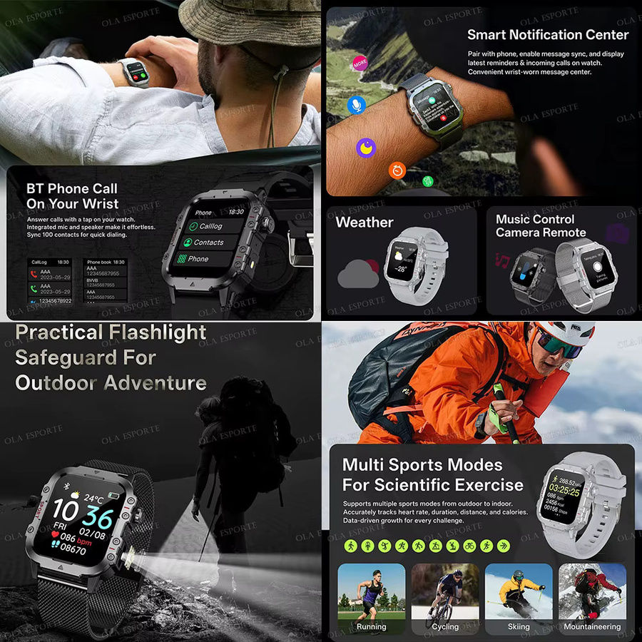 Ola Esporte Smartwatch, Herren, Silber, 5 ATM, Silikon - Bild 2