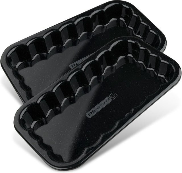 FMprofessional Grillschale aus emailliertem Stahl, Schwarz, 2 Stück, B: 21 cm, T: 12 cm, H: 2,5 cm - Bild 1