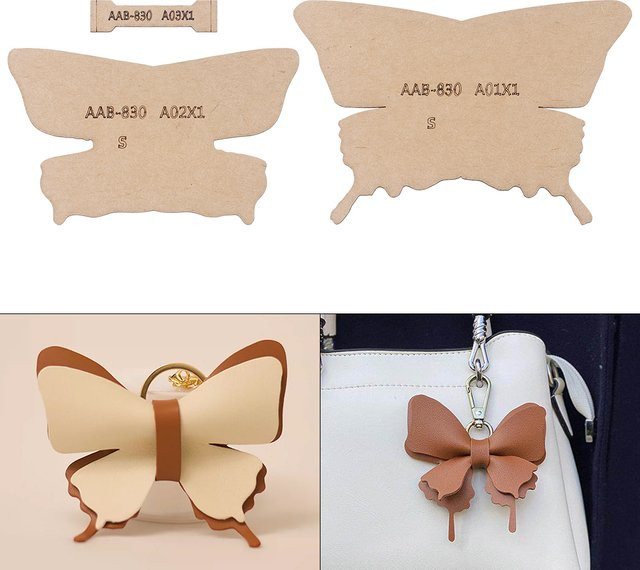 QJH DIY Leder Handarbeit-Schablonen Set für Damen Kleine Schultertasche und Handytasche in Beige aus Kraftpapier - Bild 1