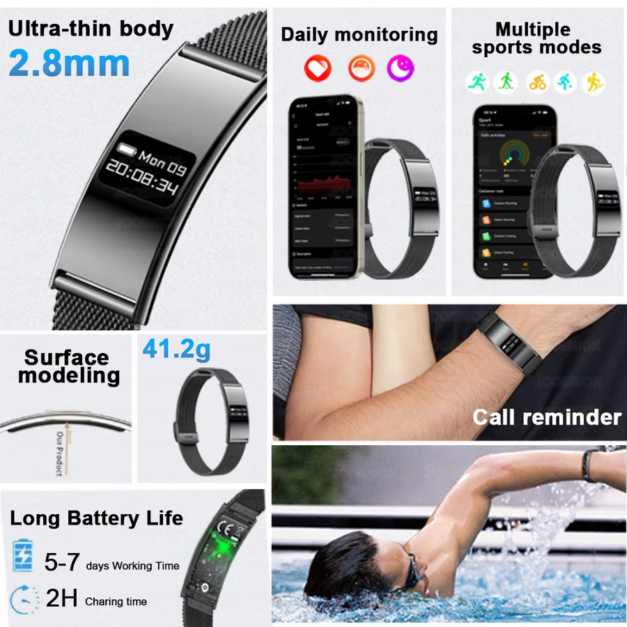 ChiBear Smart Armband Schwarz mit Herzfrequenz- und Schlafmonitor sowie Wasserdichtigkeit für Android und iOS - Bild 2