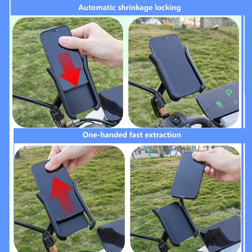 Quick Lock Smartphone Halterung für Motorrad und Fahrrad in Schwarz zur Montage am Lenker oder Rückspiegel mit Anti-Slip-Funktion - Bild 4