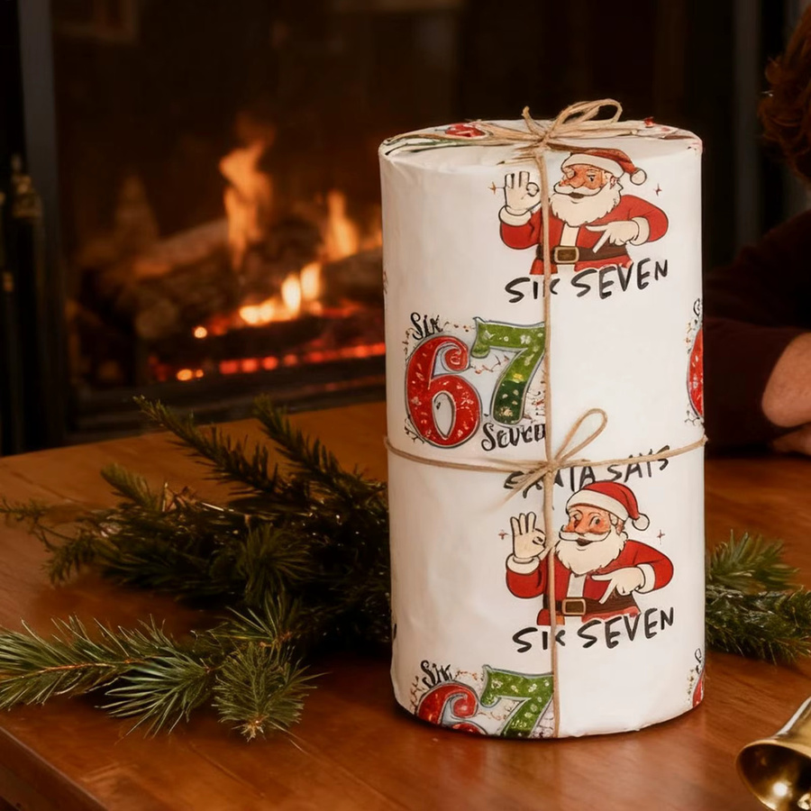 Bunte Weihnachts-Geschenkpapierbögen mit lustigem Weihnachtsmann Motiv für Weihnachten, Silvester und Partys - Bild 4