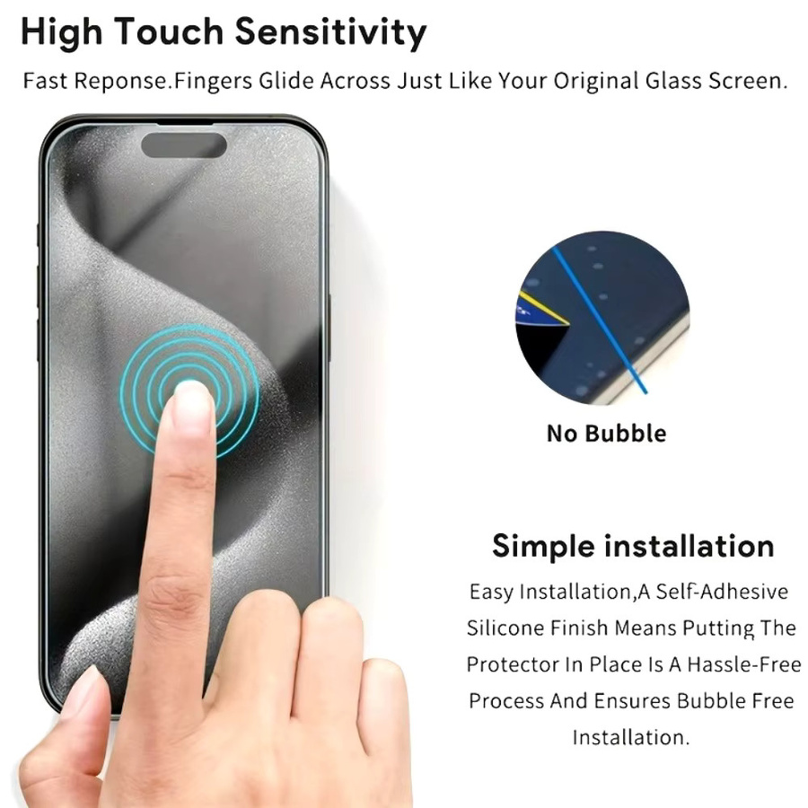3er-Pack Displayschutzfolie aus gehärtetem Glas für Apple iPhone 11 bis iPhone 17 Pro Max, transparent - Bild 2