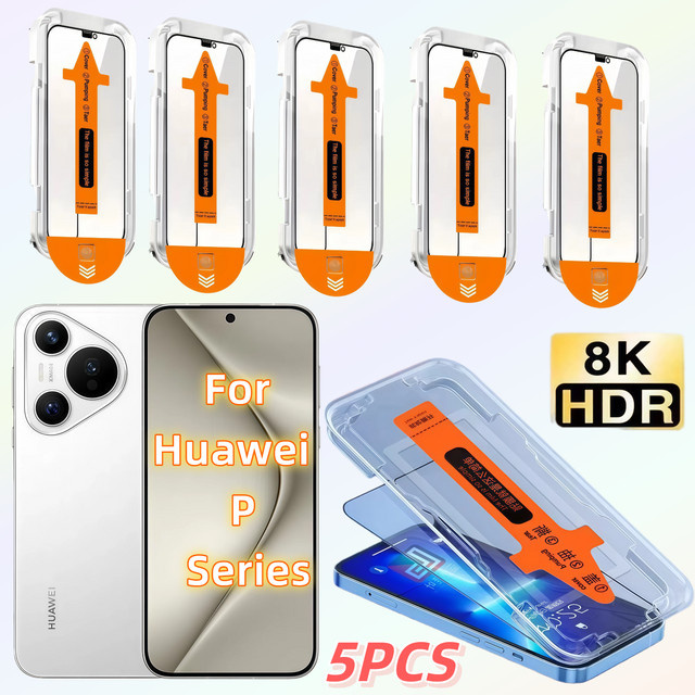 5-teiliges Set hochauflösender Displayschutz aus gehärtetem Glas für Huawei P30, P40, P50, P50E, Pura70 und Pura80 in Transparent - Bild 1