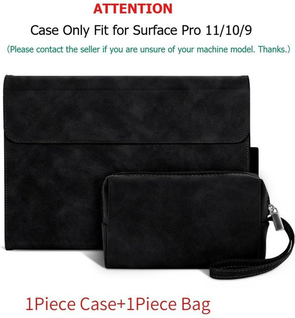 Business Cover Portfolio Case für Microsoft Surface Pro 11, 10 und 9 mit Mehrwinkelständer und TPU Hülle, kompatibel mit Tastatur, Farben: Schwarz, Grau, Braun - Bild 1