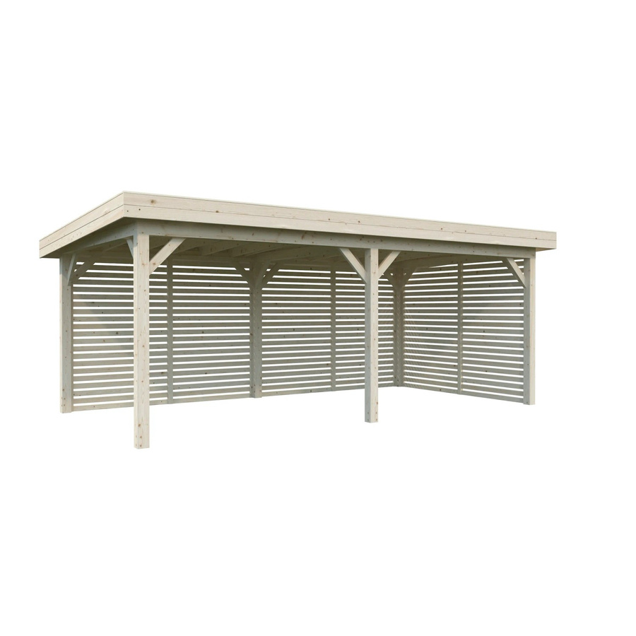 Palmako Pavillon Lenna Set 309 aus Fichtenholz in Braun, Pultdach, B/H/T: 588 x 245 x 300 cm, transparent tauchgrundiert - Bild 2