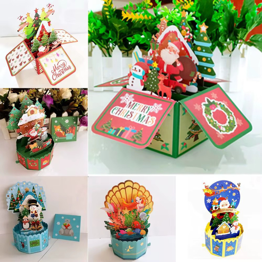 3D Pop Up Grußkarte für Weihnachten und Neujahr in Mehrfarbig - Bild 2