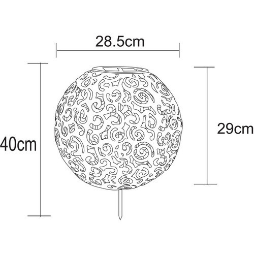 Globo LED-Solaraußenleuchte Kugel aus Metall in Silber mit antikes Design, B/T/H: 40 x 28,5 x 28,5 cm - Bild 2