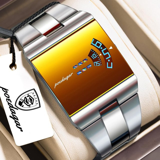 POEDAGAR Armbanduhr Edelstahl, Quarz, Herren, gold/silber - Bild 1