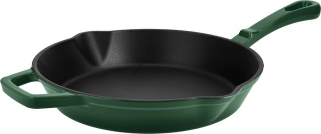 SILVERCREST Premium-Gusseisenpfanne als Grillpfanne, emailliert, Grün, Durchmesser: 28,0 cm - Bild 1