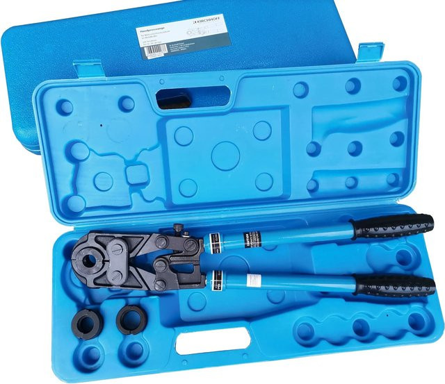 Kirchhoff Handpresszange in Blau mit Einsätzen 16-20-26 mm für Mehrschichtverbundrohr - Bild 1