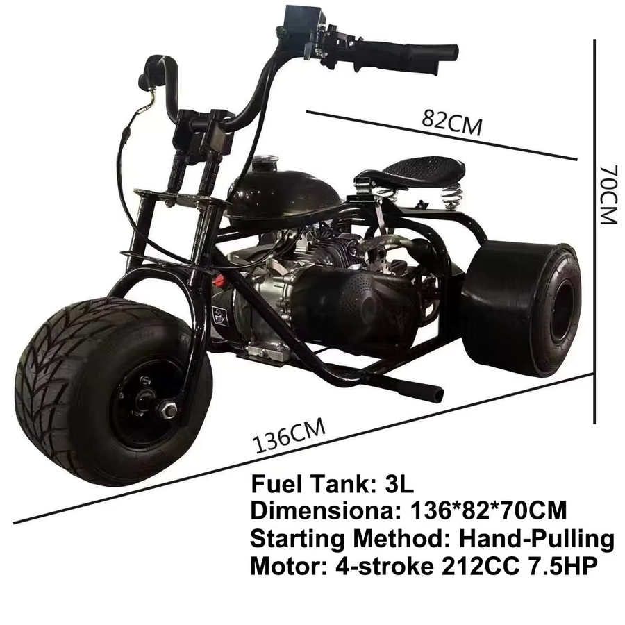 4-Takt-Benzin-Drift-Dreirad, Offroad-Höchstgeschwindigkeit 60 km/h, Outdoor-Park-Dreirad, Erwachsenen-Rennpedal-Drift-Gokart - Bild 4