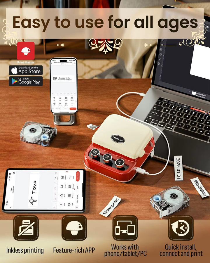 Phomemo P15 Mini-Bluetooth-Etikettendrucker für farbige Etiketten und individuellen Text - Bild 6