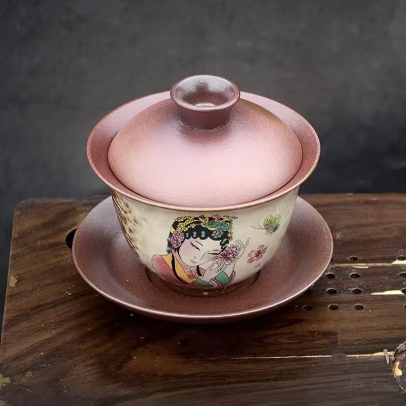 Handbemalte Keramik-Teetasse aus Porzellan im Vintage-Stil, 170 ml - Bild 2