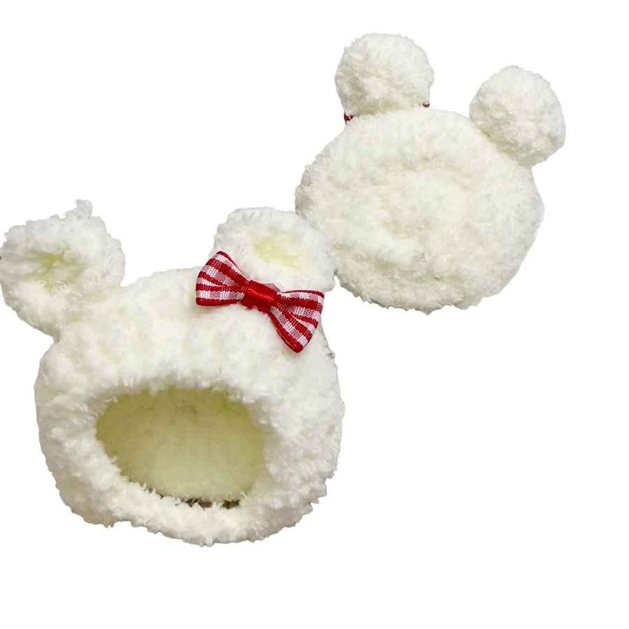 Labubu Weißer Bär gestricktes Headset, Zubehör, für 10 cm große Puppen - Bild 2