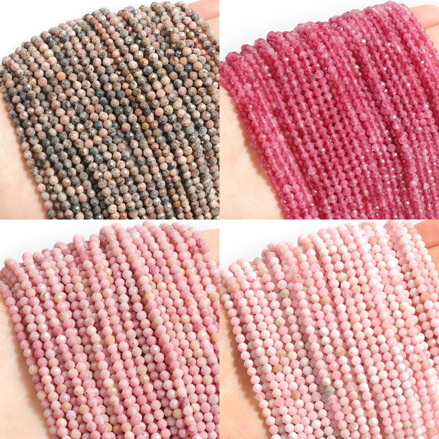 xilitata Perlen, rosa Zebra-Turmalin, Rhodonit, Opal, rund, 2-4 mm - Bild 1